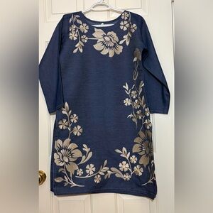 Denim tunic top with embroidery size small
